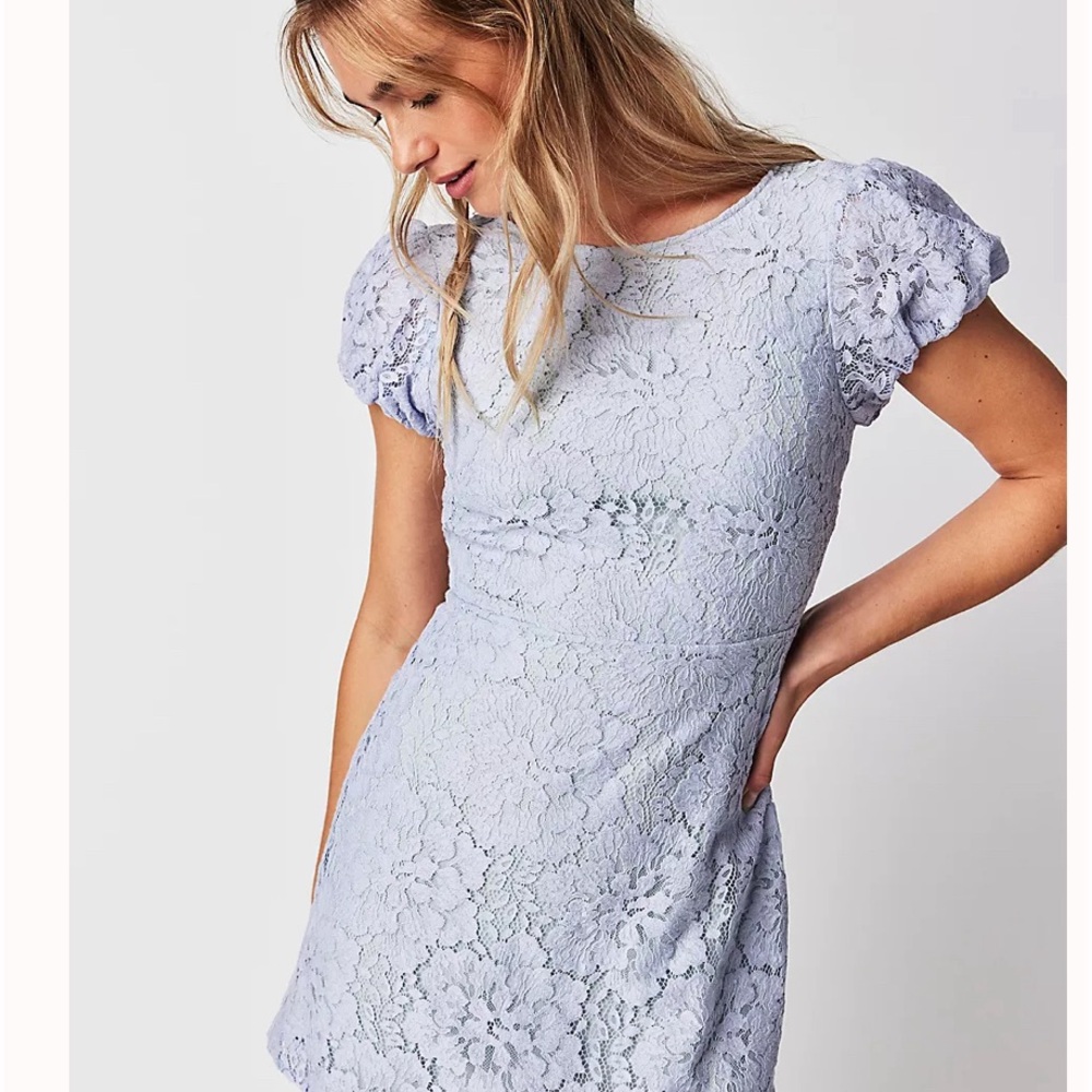 FREE PEOPLE
Hailee Lace A Line Mini Dress BNWT in beautiful TWINKLING BLUE